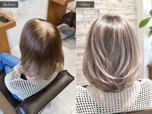【大人のお洒落】白髪ぼかし×ラポル髪質改善で、白髪を活かして艶っぽく魅せる / 髪質改善 ダブルカラー