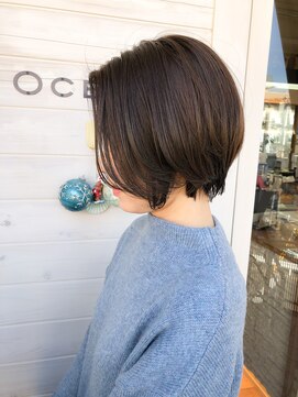 オーシャン(Ocean) ［OCEAN　Hair&Life]クールショート☆小顔ボブ☆ラベージュ☆