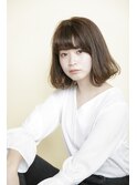 黒髪/グレーベージュ/レイヤーロング/前髪パーマ/銀座