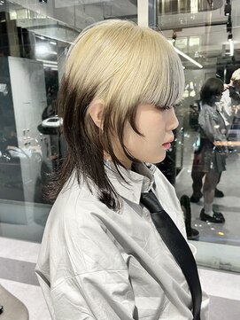 ファイブバイジエクト 堀江(FIVE by The Ect) ブロンド×ブラック　デザインカラー　ニュアンスカラー