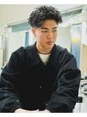 ハイライトマッシュパーマウルフアッシュブラック