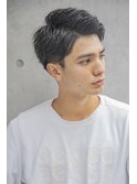 小久保styleフェザーパーマグレーブルーカラー刈り上げショート