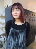 ブリーチなしカラーワインレッドチェリーレッド暖色カラー