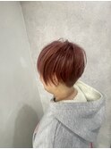 ツーブロックタイトショート　ピンクダブルカラー