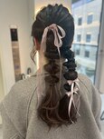 編みおろし　ツインテール　ローポニー　結婚式　20代30代