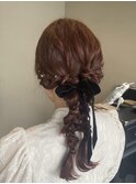 大人気20代30代◎結婚式成人式卒業式ツインテール編みおろし