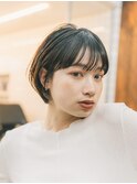 ショート　ショートボブ　ハンサムショート　前髪　暗めカラー