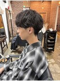 爽やかメンズショートメンズパーマメンズウェーブヘアアッシュ