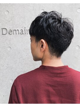 ドゥマン(Demain) ソフトツーブロックマッシュ ソフトパーマ 黒髪メンズ