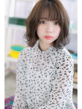 ミック ヘアアンドメイク アップ 駒込店(miq Hair&Make up) 透けバンググレイアッシュなみなみウェーブくせ毛風ふわミディb1