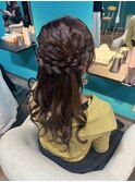 編み込みハーフアップ