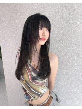 天神美容室 透明感チェリーレッド×姫カットレイヤー×韓国風巻き【ayana】