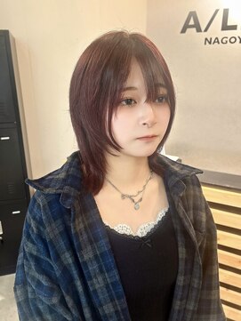 アイリー 名古屋(A/LEE) ウルフカット×ピンクブラウン
