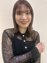 ナチュラルブラウン シースルーバング 切りっぱなしボブ