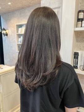 福山人気20代30代40代レイヤーカットラベンダーグレージュ小顔