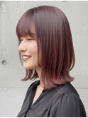 おしゃれな大人のバーガンディー×外ハネミディアム