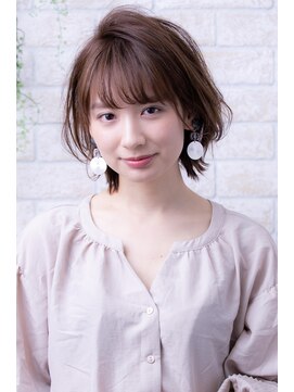 ヘアーアートシフォン 川口東口店(hair art chiffon) ピンクブラウンorグレーベージュの切りっぱなしボブ美髪ヘア