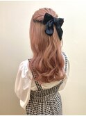 ゆるふわウェーブのハーフアップ☆