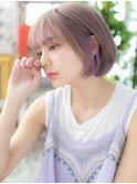 ★美髪艶カラーホワイトラベンダー前下がりボブ10代20代30代★10
