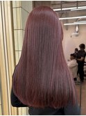 ブリーチなしダブルカラー ワインレッド ボルドー 赤髪