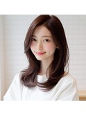 ★艶感ワンカールナチュラルカールフェミニンチェリーブラウン