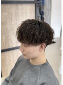 大分ツイストスパイラルパーマメンズマッシュ刈り上げレイヤー