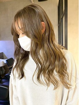 エリマバイフィフス 調布(elima by fifth) 調布ダブルカラーミディアムボブベージュアッシュブラウンカラー