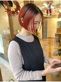 切りっぱなしボブ オレンジカラー