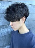 メンズマッシュパーマ波巻スパイラルパーマニュアンスパーマ眉毛