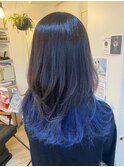【川瀬】ミディアムレイヤー×ブルーグラデーション