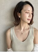 ナチュラルブラウン×ミディアムボブ