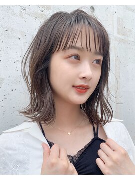 サンド 銀座(sand) ふわっとくびれ長めボブ透明感グレージュ