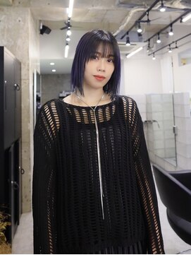 スラップス(SLAPS.) 切りっぱなしボブ　アウターカラー　パープル　大野城　美容室