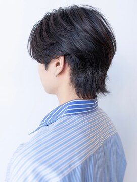 ハバナ 渋谷(HAVANA) メンズ波巻きセンターパート韓国風黒髪ツーブロックマッシュ