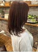 オレンジイヤリングカラー×ミディアムレイヤー