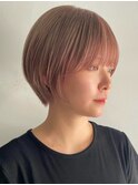 ダブルカラーショートウルフカットショートボブレイヤー前髪あり
