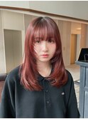 フェイスレイヤー/顔周りレイヤー/レッドブラウンカラー