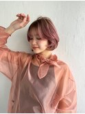 透明感ショート/春カラー/ブリーチなし/顔まわり