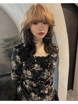 オルン(ORGN.) ルーツカラー レイヤーカット ミルクティベージュ ハイトーン