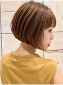 ミニボブ/前下がりショート/前髪あり/大人くせ毛多毛/ぱっつん