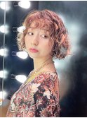 ボブパーマ_グレージュカラーボブウルフココアベージュ_49243