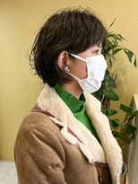 トローノ 栄(TRONO)&nbsp;ルーズショートパーマ　ショートボブ　オリーブグレージュ