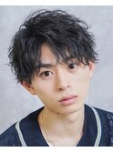 ツーブロック束感流行波巻きセンターパート