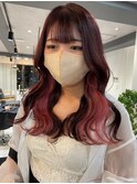 イヤリングカラーハイライトインナーカラーバレイヤージュ