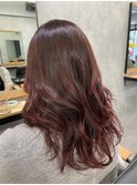 バレイヤージュ×グラデーションピンク