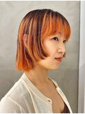ボブ 切りっぱなし 姫カット パッツンボブ デザインカラー