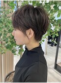 大人可愛いショート/小顔/ハイライト/白髪ぼかし/30代/40代