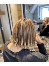 ニカイ(2F) コンパクトボブ/ハイライトカラー/ベージュカラー