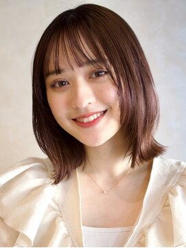 ガーデンヨコハマエスト(GARDEN YOKOHAMA est) 外ハネボブチェリーブラウン似合わせカットワイドバング