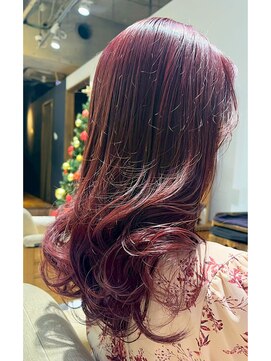 透明感カラー/ワインレッド/ロングレイヤー